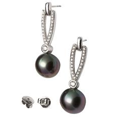 Lust Pearls 0.53 Carat Diamond Tahitian South Sea Pearl White Gold Earrings