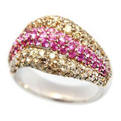Jona Pink Sapphire Pave Cognac Diamond Gold Ring 12