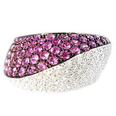 Jona Pink Sapphire Diamond Pave Gold Dome Ring 6