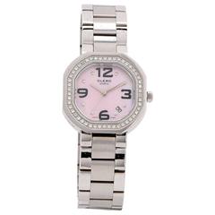Clerc Lady's Stainless Steel Diamond Bezel Wristwatch