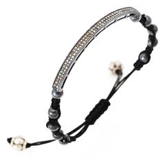 Adjustable Diamond Cuff Bracelet in Oxidized Sterling Silver 2