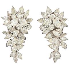Cluster Diamond White Gold Dangle Earrings