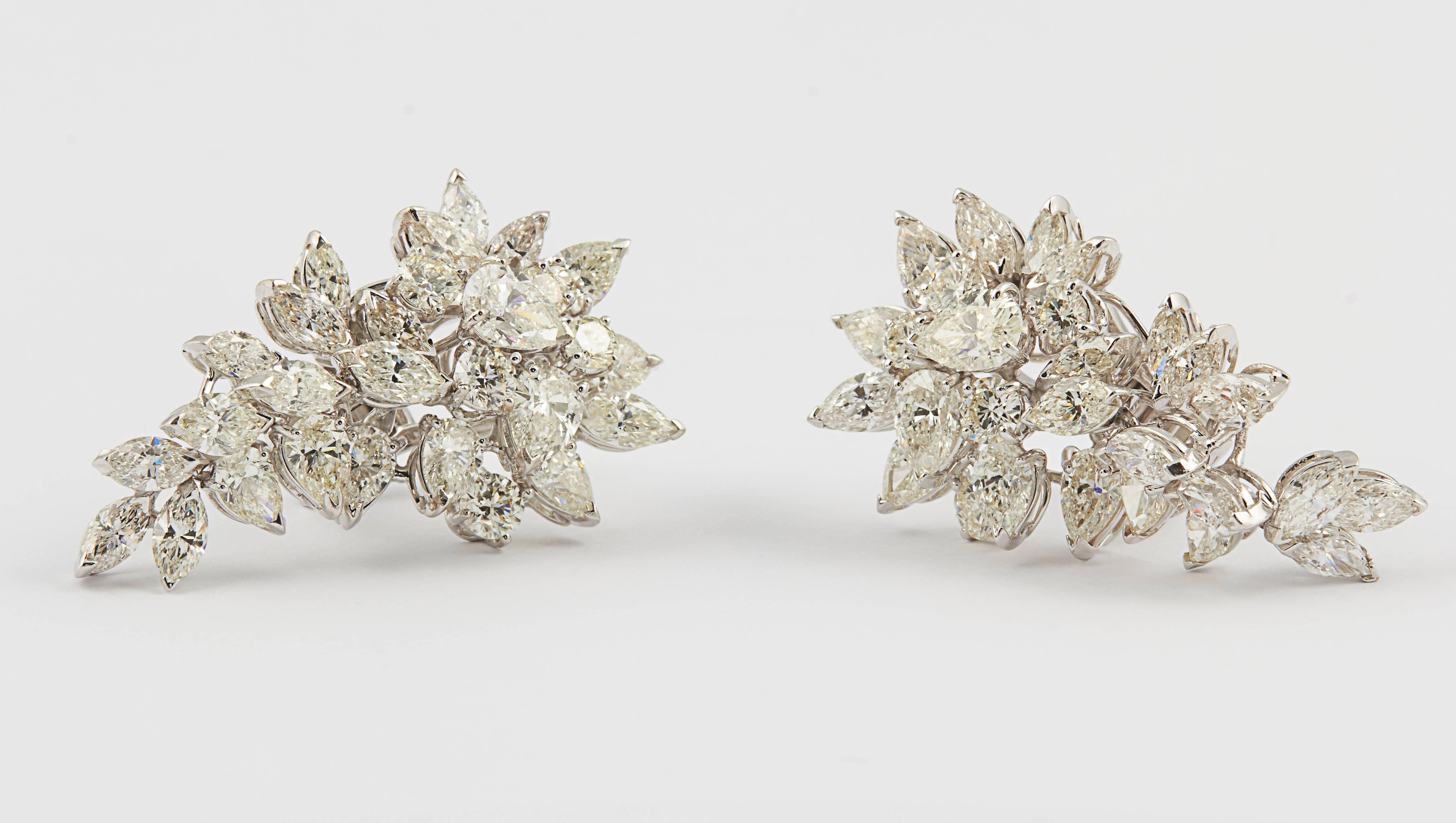 Cluster Diamond White Gold Dangle Earrings 3