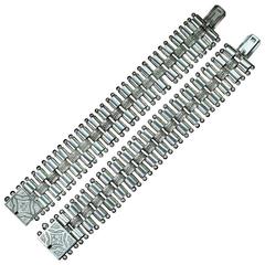 Victorian Matched Set of Sterling Silver Link Bracelets/Necklace