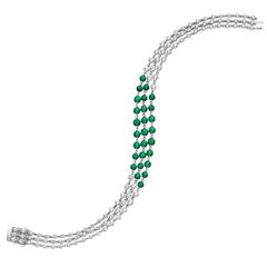 10.00 Carat Triple Row Unique Emerald and Diamond Bracelet 10