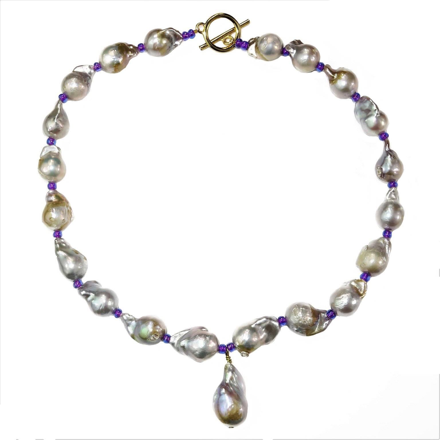 Gemjunky Baroque Pearl Necklace with Center Pearl Dangle