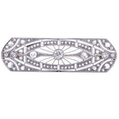 Early 20th Century Art Deco 1.00 Carat Diamond Platinum Brooch