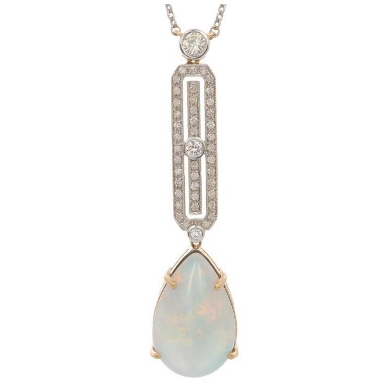12.00 Carat Opal and Diamond Necklace