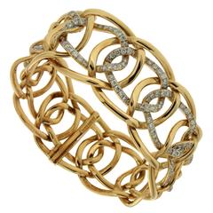 Interlocking Oval Diamond Gold Link Bracelet 4