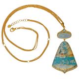 Lauren Harper Sea Agate Aquamarine Diamond Gold Pendant Statement Necklace