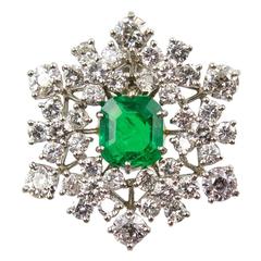 Gem Colombian Emerald Diamond Snowflake Necklace 10