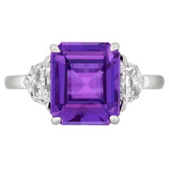 4.10 Carat Purple Sapphire Diamond Platinum Ring