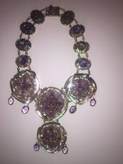 Tony Duquette Impressive Very Large Amethyst Abalone Unique Necklace