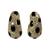 Black Onyx Diamond Yellow Gold Ear Clips