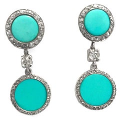 Art Deco Turquoise Diamond Earrings 3