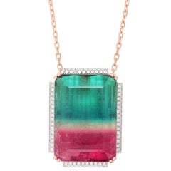 Frederic Sage 128.63 Carat Watermelon Tourmaline Diamond Necklace Pendant