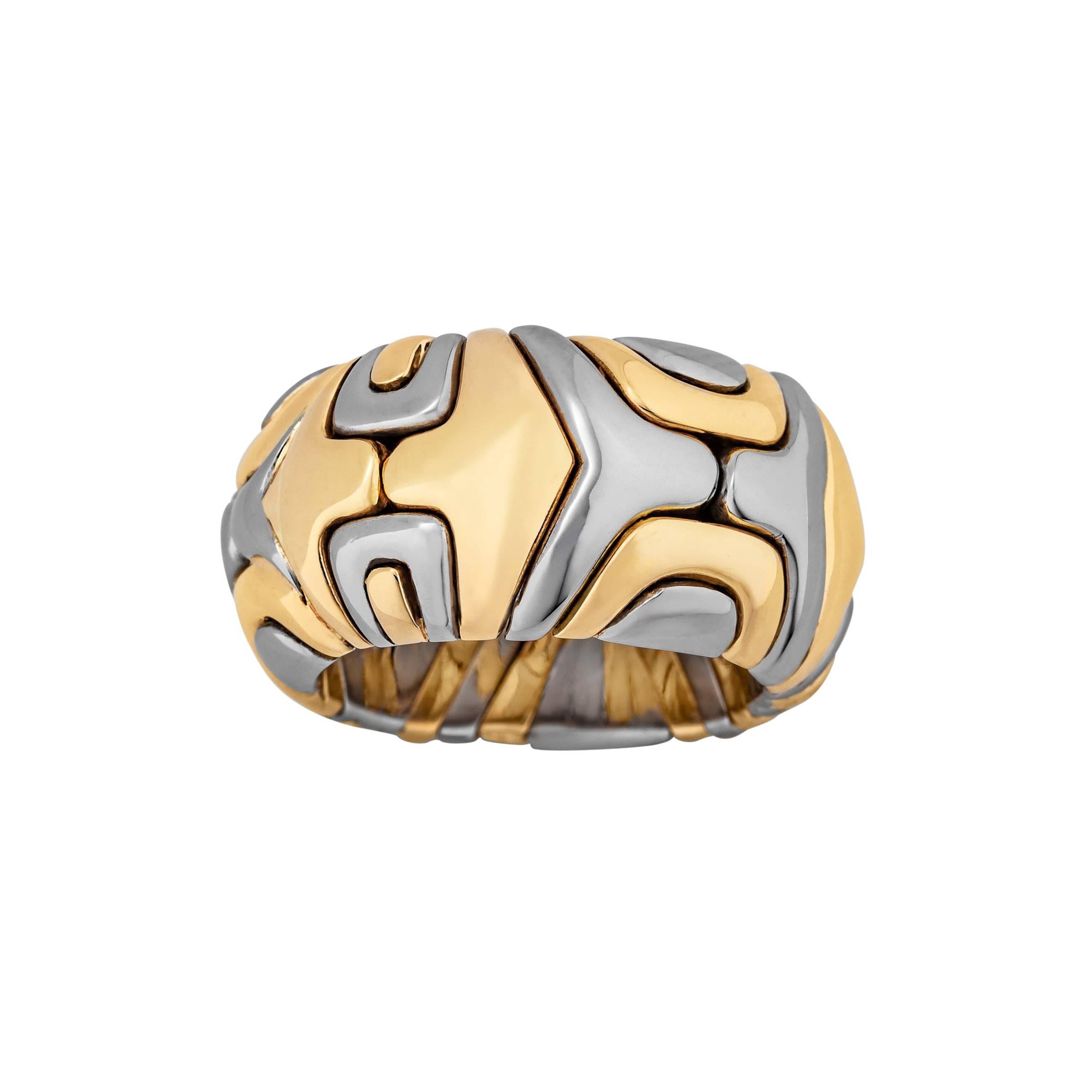 Bulgari Alveare Vintage Gold and Stainless Steel Ring