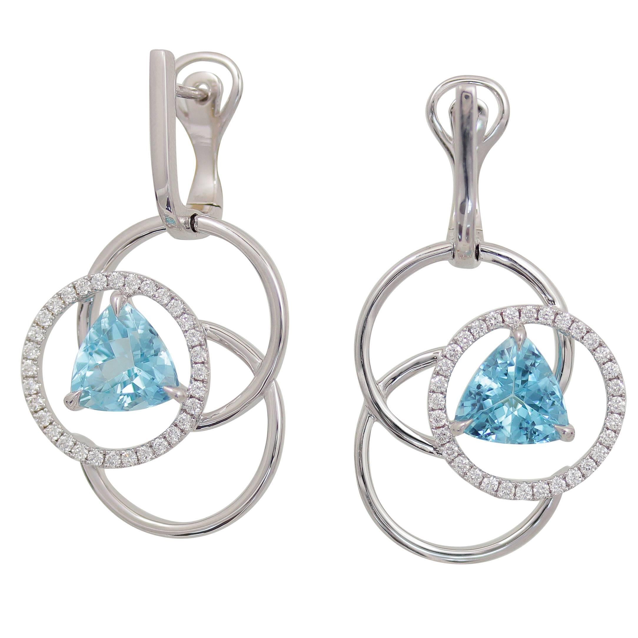 Frederic Sage Trillion Aquamarine Diamond Earrings