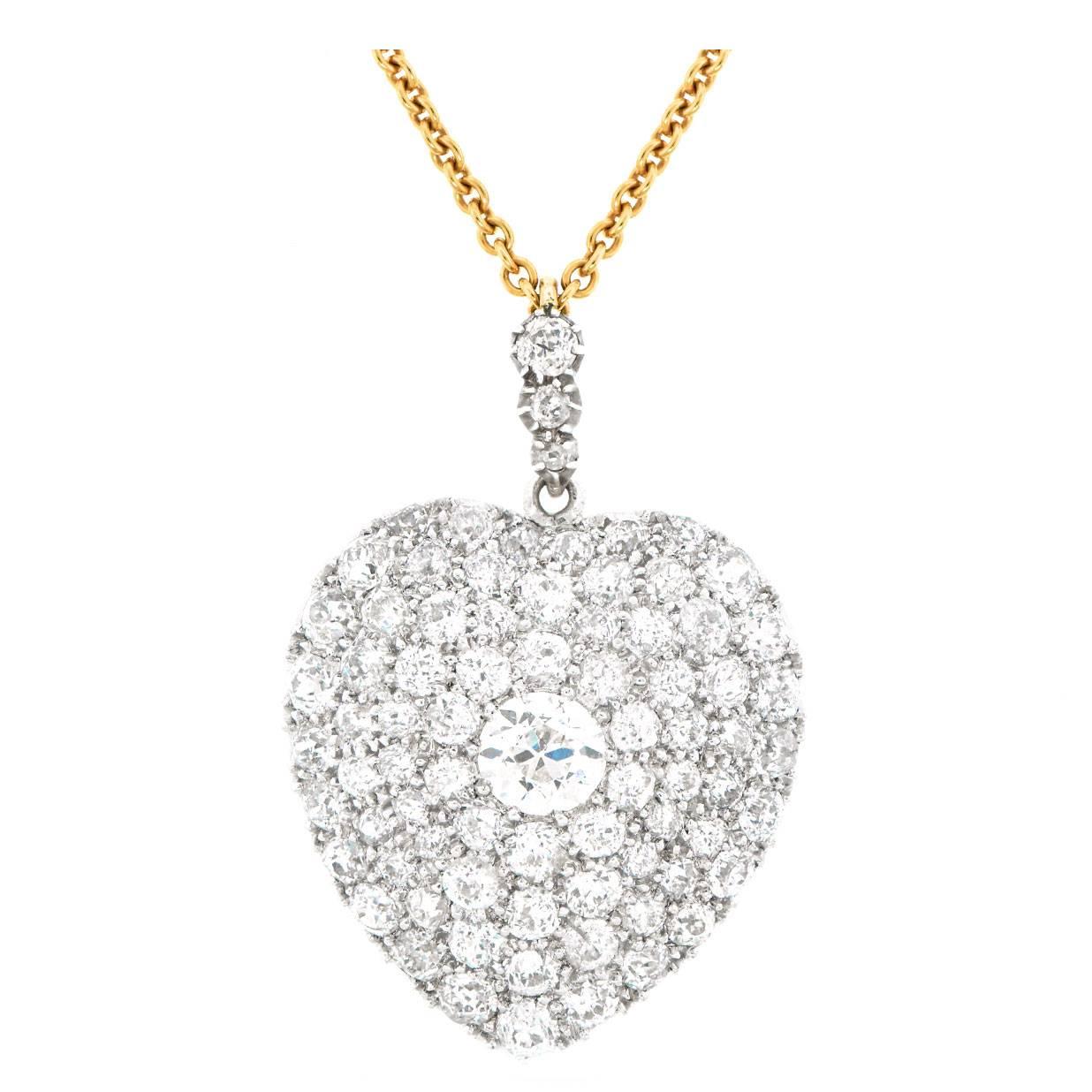 Stunning Antique Diamond Gold Heart Pendant