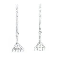 Art Deco Diamond Drop Earrings Set in Platinum 9