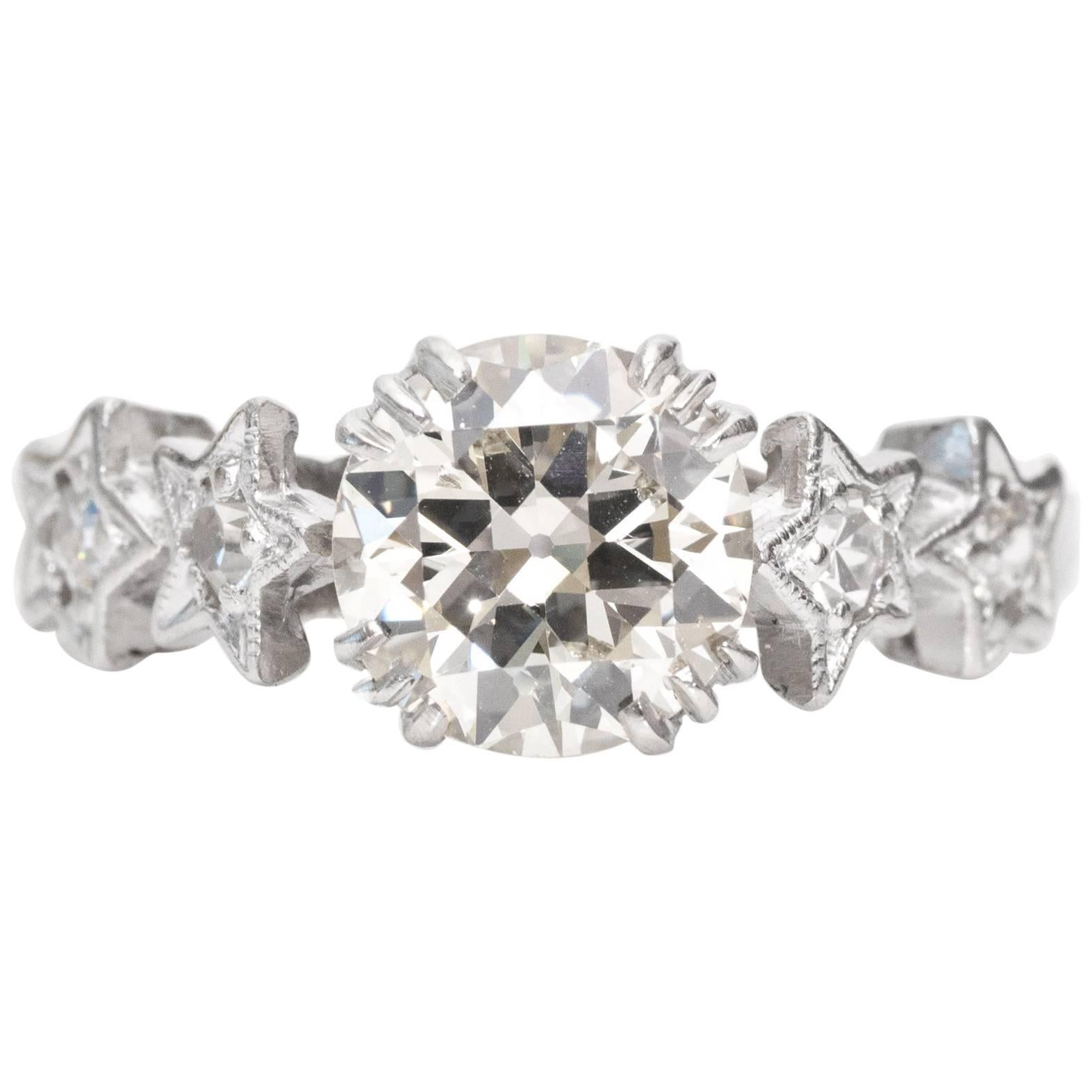 1920s Art Deco 1.53 Carat GIA Certified Diamond Platinum Engagement Ring