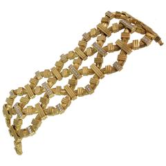 Montreaux Wide Diamond Yellow Gold Platinum Bracelet