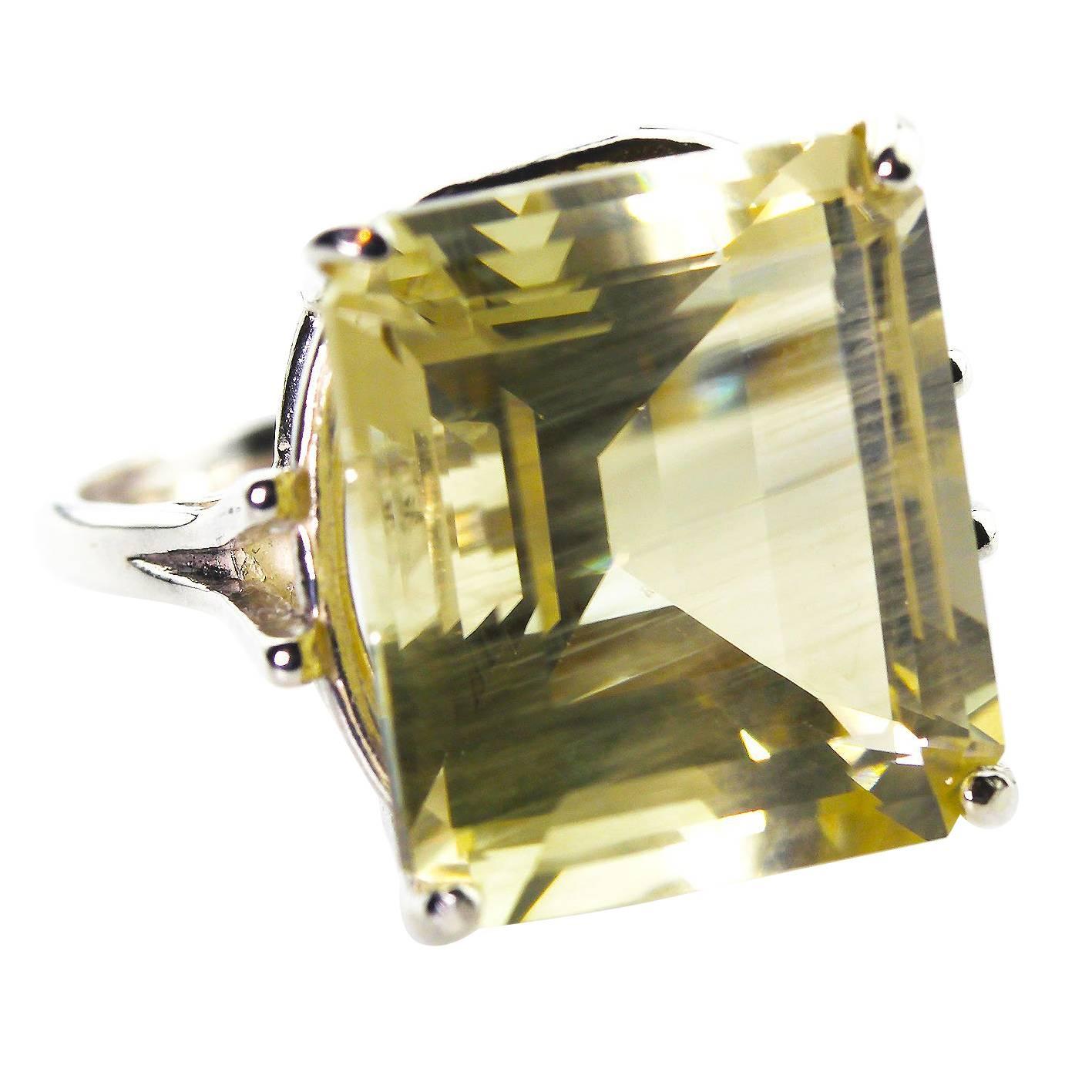 16+ Carat Lemon Quartz Sterling Silver Cocktail Ring