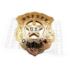 Vintage Phenomenal Custom-Made Gold Deputy U.S. Outlaw Badge Enamel Money Clip