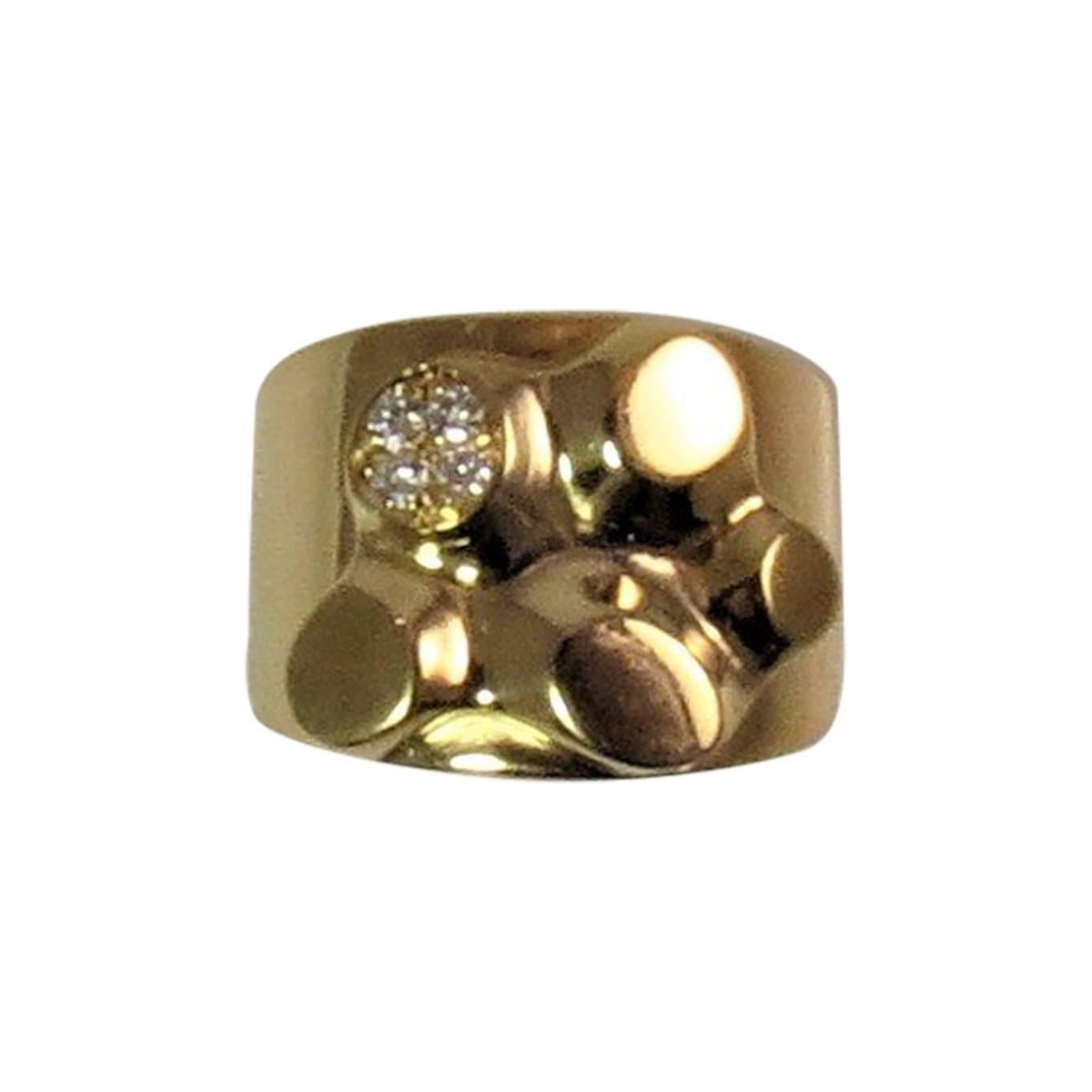 Wide Diamond Gold Ring For Sale