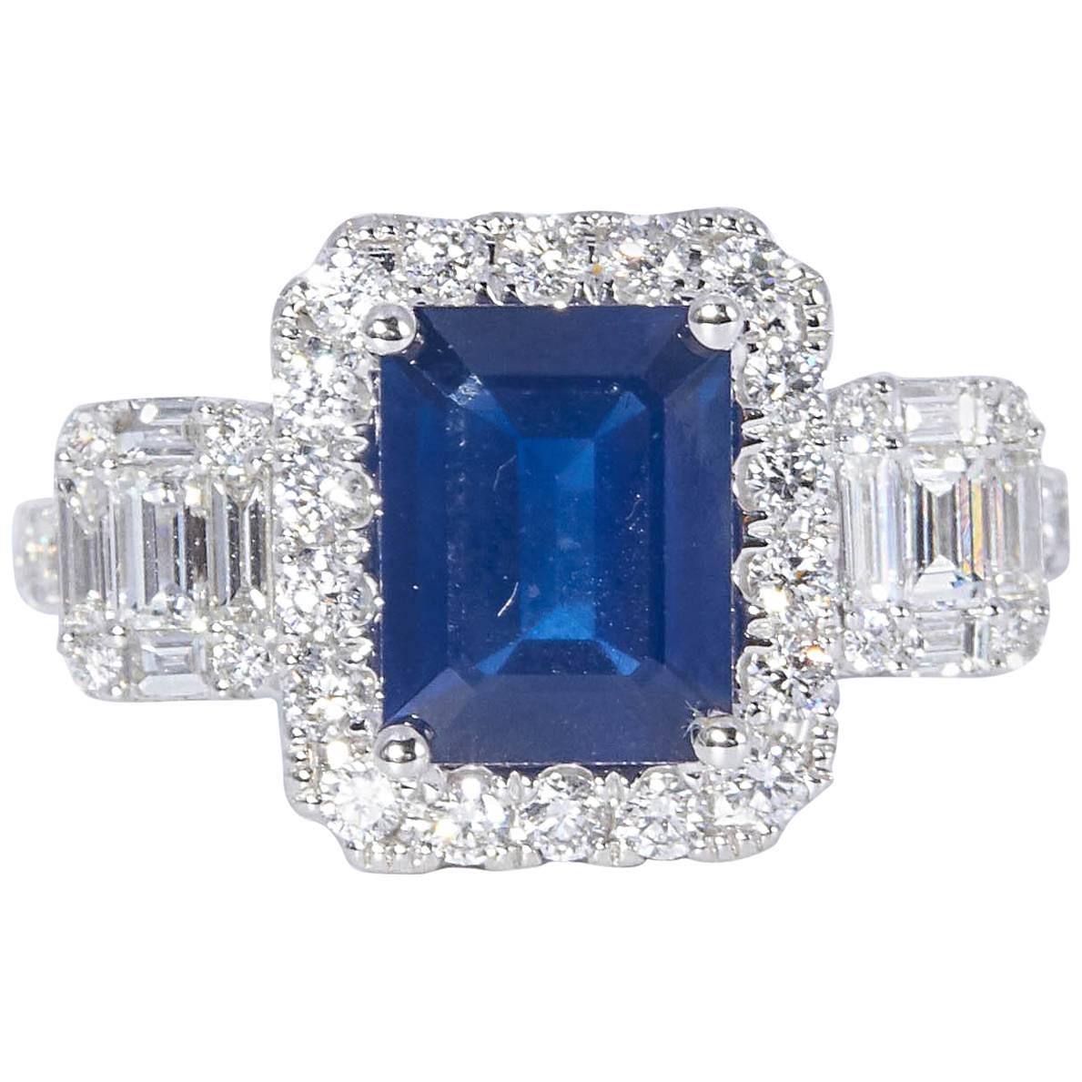 HARBOR D. Diamond Sapphire Cocktail Engagement Ring 3.31 Carats