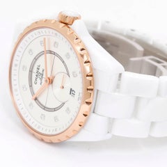 Chanel Ladies Rose gold Bezel White Ceramic J12 Automatic Wristwatch Ref H4359