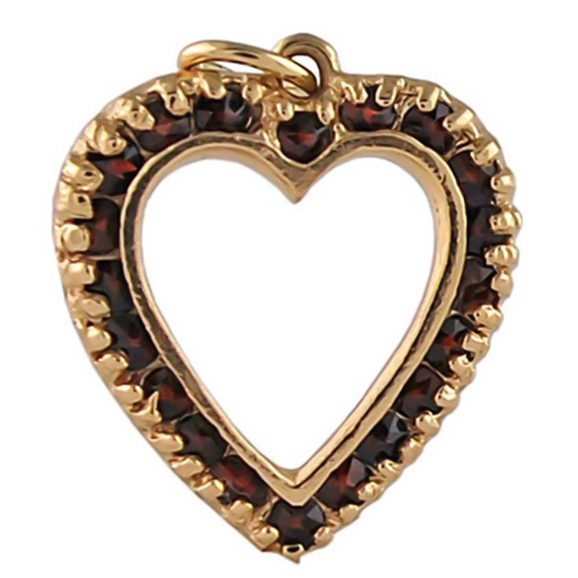 Garnet Gold Heart Charm
