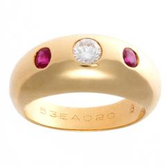 Cartier Diamond Ruby Gold Ring