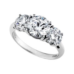 GIA Certified Round Brilliant Ideal Cut Diamond Three-Stone Engagement Ring