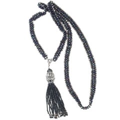 Marina J Black Pearl, Hematite and Rhodium Sterling Silver Beaded Sautoir