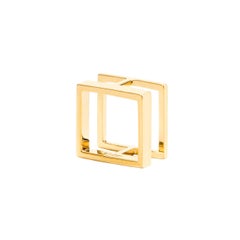 Sophie Birgitt 18 Karat Gold Geometric Square Cocktail Knuckle/Pinky Ring