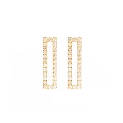 Sophie Birgitt Diamond Rectangular Gold Earrings