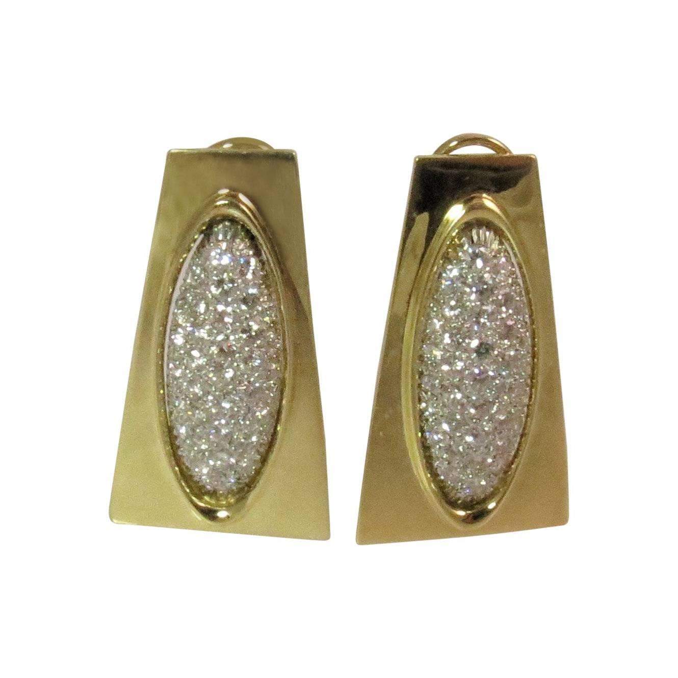 Gold Diamond Pave Tapered Earrings