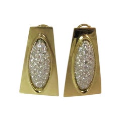 Vintage Gold Diamond Pave Tapered Earrings