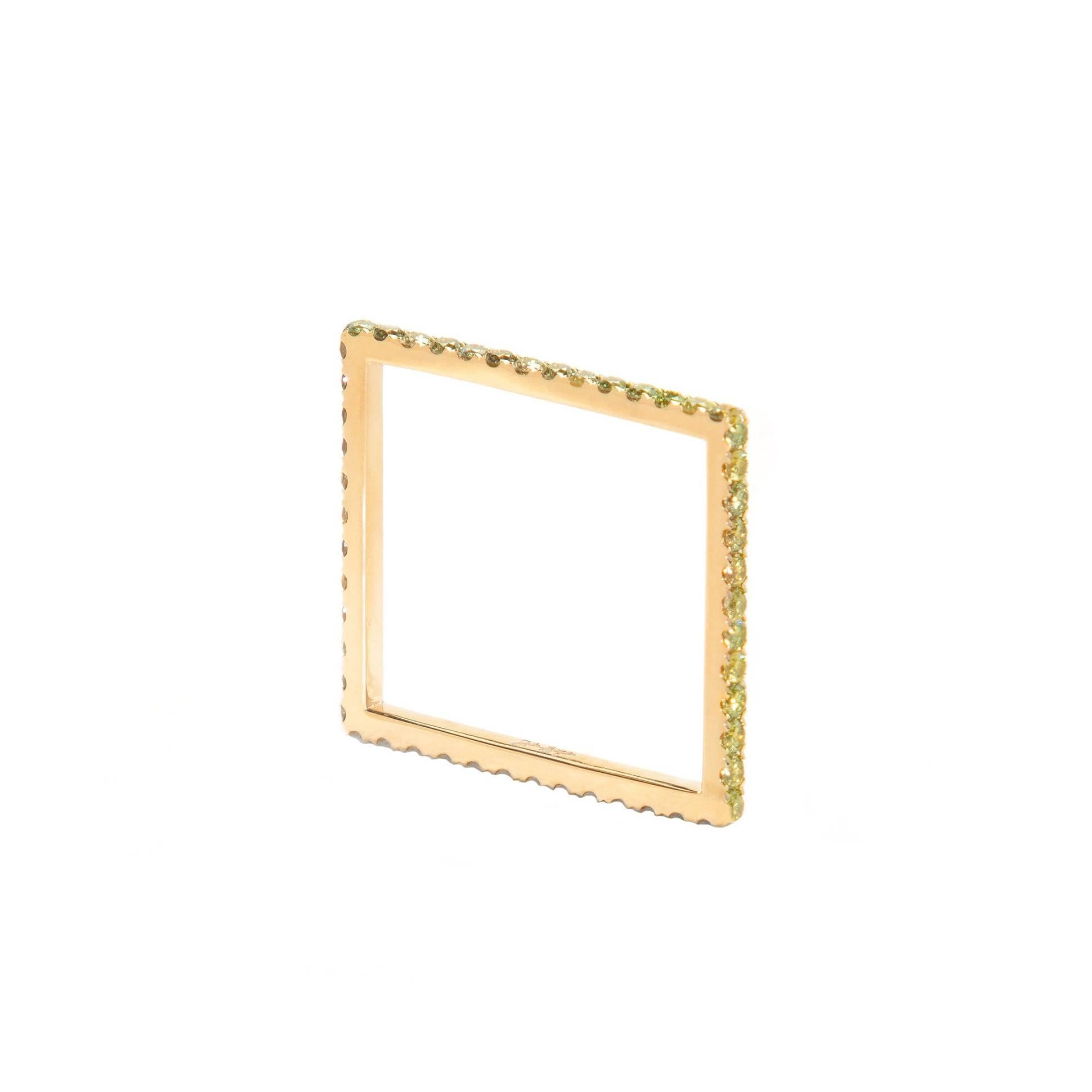 Sophie Birgitt 18 Karat Gold Geometric Square Full Diamond Band For Sale