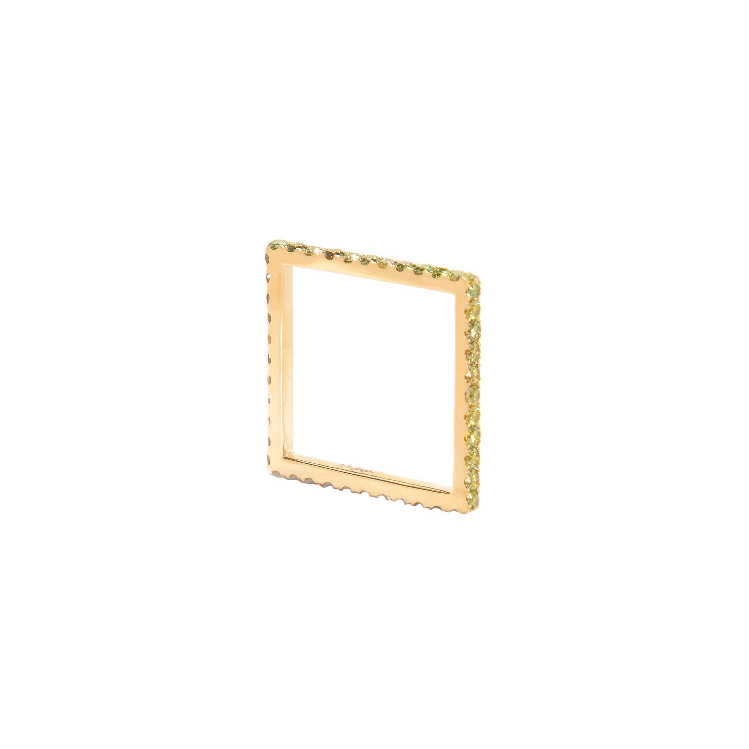 Sophie Birgitt 18 Karat Gold Geometric Square Cocktail Knuckle/Pinky Ring For Sale