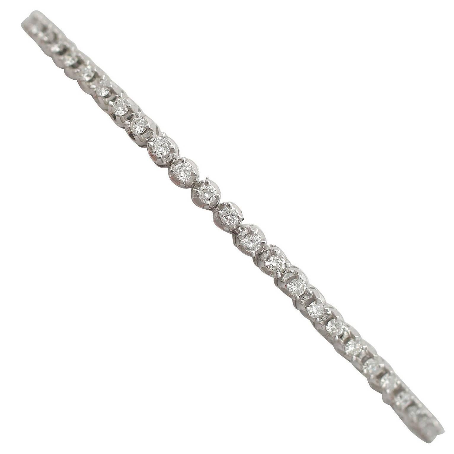 1980s 3.06 Carat Diamond White Gold Tennis Bracelet