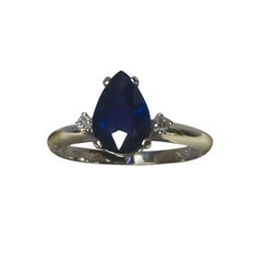 GIA Certified 1.50 Carat Untreated Violet Blue Sapphire Diamond Ring
