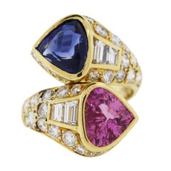 GIA Certified Pink and Blue Sapphire Ring with Diamonds