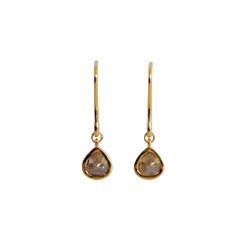 Luca Jouel Rêveur Rose Cut Pear Diamond Gold Drop Earrings 3