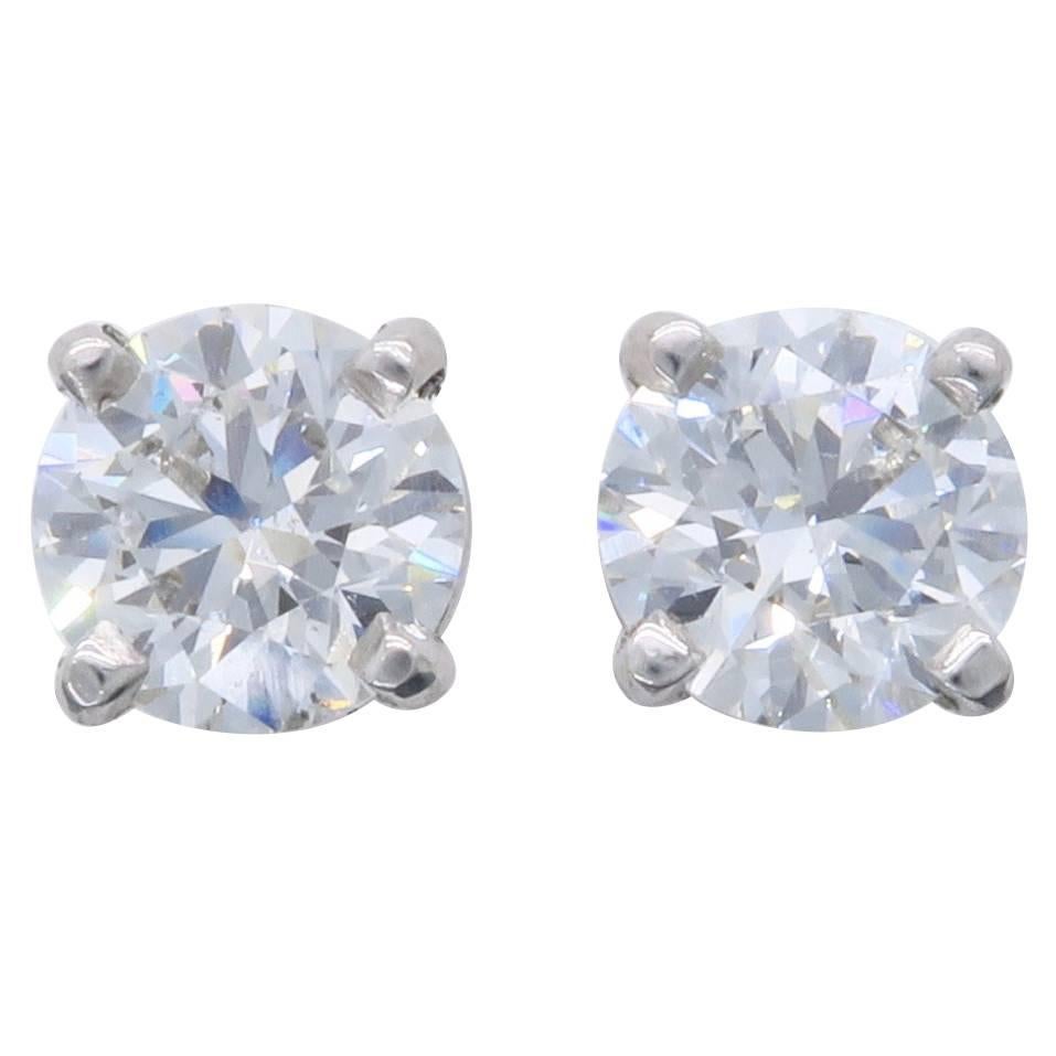 Certified Hearts on Fire Diamond Stud Earrings in Platinum 