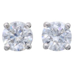 Certified Hearts on Fire Diamond Stud Earrings in Platinum 