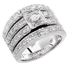 2.55 Carat Four Row Diamond Gold Band Ring 12
