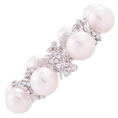Ella Gafter White South Sea Pearl and Diamond White Gold Bracelet