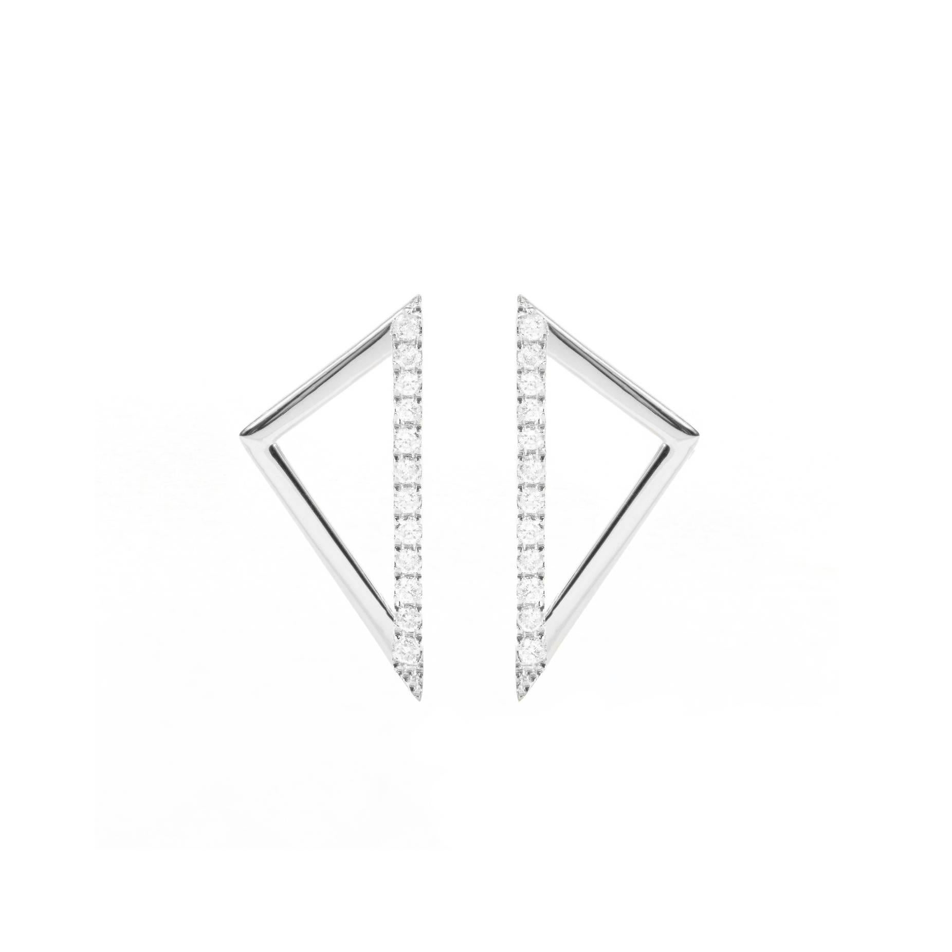 Sophie Birgitt Diamond Triangular Gold Earrings For Sale